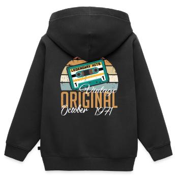 Oktober 1971 Geburtstagsgeschenk 1971 Oktober - Kinder Premium Organic Zip Hoodie - Schwarz - Hinten - AI Model Kid Male (0cm)