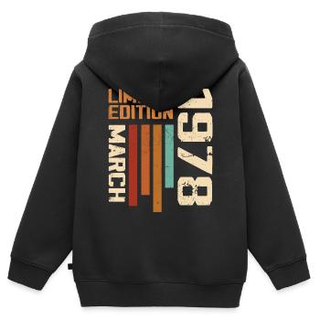 März 1978 Geburtstag 1978 Retro 1978 März - Kinder Premium Organic Zip Hoodie - Schwarz - Hinten - AI Model Kid Male (0cm)