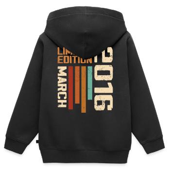 März 2016 Jubiläum 2016 Retro 2016 März - Kinder Premium Organic Zip Hoodie - Schwarz - Hinten - AI Model Kid Male (0cm)