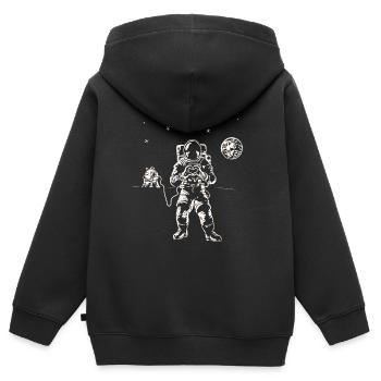 Astronaut Moon Space Spaceship Heart - Kids Premium Organic Zip-up Hoodie - black - Back - AI Model Kid Male (0cm)