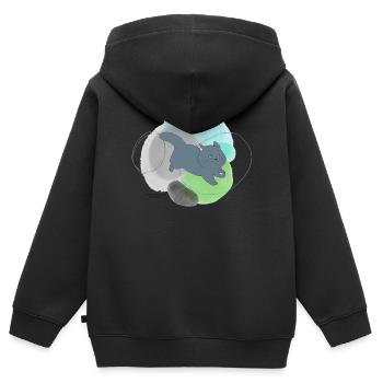 🐾 Schwarze Katze 🐈‍⬛ Grün Blau - Kinder Premium Organic Zip Hoodie - Schwarz - Hinten - AI Model Kid Male (0cm)