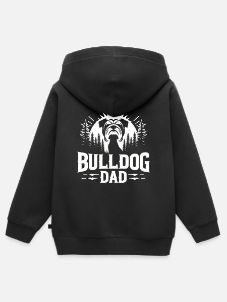 BULLDOG DAD, BULLDOG GUARDIAN: FOREST SENTINEL - Kids Premium Organic Zip-up Hoodie - black