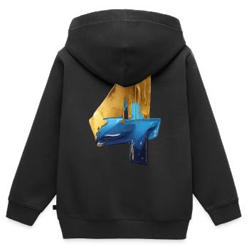 NR. 4 NUMMER 4 COOL 4. GEBURTSTAG - Kinder Premium Organic Zip Hoodie - Schwarz - Hinten - AI Model Kid Male (0cm)