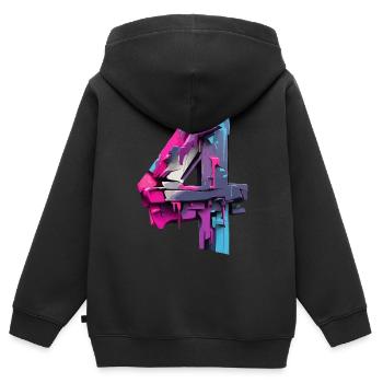 NUMÉRO 4 NO. 4 4 COOL 4E ANNIVERSAIRE - Sweat Premium à capuche zippé enfant bio - noir - Dos - AI Model Kid Male (0cm)