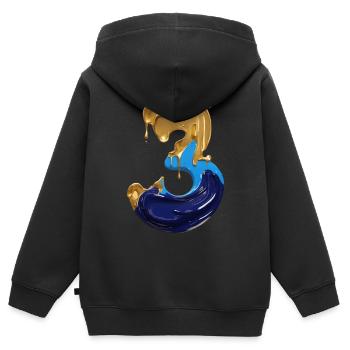 NR. 3 NUMMER 3 COOL 3. GEBURTSTAG - Kinder Premium Organic Zip Hoodie - Schwarz - Hinten - AI Model Kid Male (0cm)