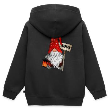 Gnome Diva Gnome Noël - Sweat Premium à capuche zippé enfant bio - noir - Dos - AI Model Kid Male (0cm)