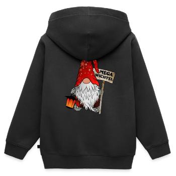 Mega Wichtel – Der ultimative Weihnachtsgnom - Kinder Premium Organic Zip Hoodie - Schwarz - Hinten - AI Model Kid Male (0cm)