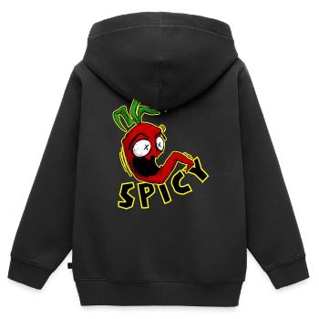 Lustige Chili. SPICY. Comic Chilischote - Kinder Premium Organic Zip Hoodie - Schwarz - Hinten - AI Model Kid Male (0cm)