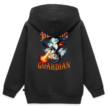 Dragon de feu Gardien flamboyant - Sweat Premium à capuche zippé enfant bio - noir - Dos - AI Model Kid Male (0cm)