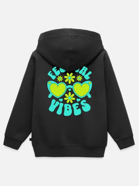 Festival Vibes - Kinder Premium Organic Zip Hoodie - Schwarz