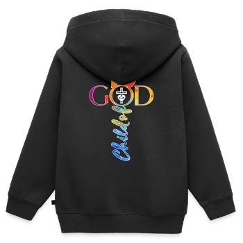 ÉGLISE CHRÉTIENS 10 ANS DE JÉSUS 10E ANNIVERSAIRE - Sweat Premium à capuche zippé enfant bio - noir - Dos - AI Model Kid Male (0cm)