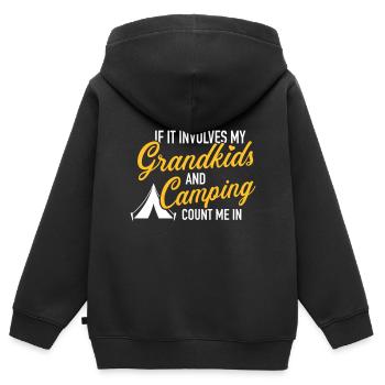 camping - Sweat Premium à capuche zippé enfant bio - noir - Dos - AI Model Kid Male (0cm)