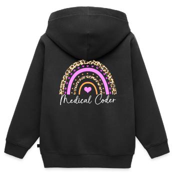 Codeur médical - Sweat Premium à capuche zippé enfant bio - noir - Dos - AI Model Kid Male (0cm)