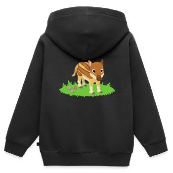 Wildschwein - Kinder Premium Organic Zip Hoodie - Schwarz - Hinten - AI Model Kid Male (0cm)