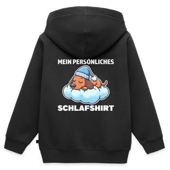 Schlafshirt Dachshund Schlafanzug Geschenk - Kinder Premium Organic Zip Hoodie - Schwarz - Hinten - AI Model Kid Male (0cm)