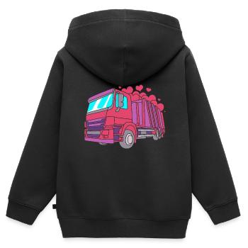 Mülleimer Müllwagen Müllauto Müllmann - Kinder Premium Organic Zip Hoodie - Schwarz - Hinten - AI Model Kid Male (0cm)