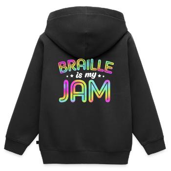 Braille Blindenschrift Blind - Kinder Premium Organic Zip Hoodie - Schwarz - Hinten - AI Model Kid Male (0cm)
