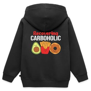 Régime Keto - Sweat Premium à capuche zippé enfant bio - noir - Dos - AI Model Kid Male (0cm)