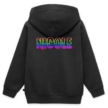 nicole rs arc-en-ciel - Sweat Premium à capuche zippé enfant bio - noir - Dos - AI Model Kid Male (0cm)