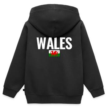 Wales Walisische Flagge Waliser - Kinder Premium Organic Zip Hoodie - Schwarz - Hinten - AI Model Kid Male (0cm)