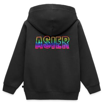 asier rs regenbogen - Kinder Premium Organic Zip Hoodie - Schwarz - Hinten - AI Model Kid Male (0cm)