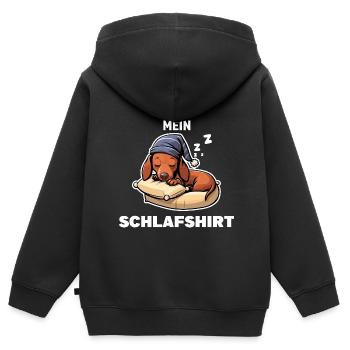 Schlafshirt Dachshund Schlafanzug Geschenk - Kinder Premium Organic Zip Hoodie - Schwarz - Hinten - AI Model Kid Male (0cm)