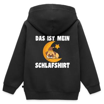 Schlafanzug Mops Schlafshirt Geschenk - Kinder Premium Organic Zip Hoodie - Schwarz - Hinten - AI Model Kid Male (0cm)