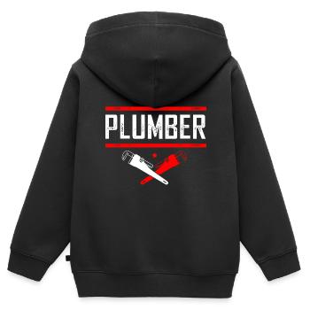 Plombier Plombier - Sweat Premium à capuche zippé enfant bio - noir - Dos - AI Model Kid Male (0cm)