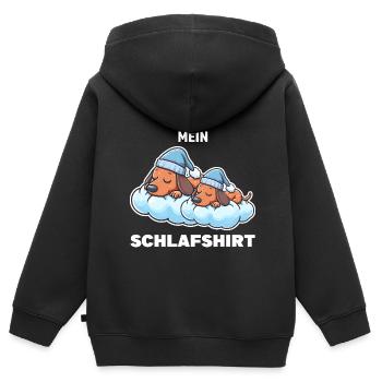 Schlafshirt Dachshund Schlafanzug Geschenk - Kinder Premium Organic Zip Hoodie - Schwarz - Hinten - AI Model Kid Male (0cm)