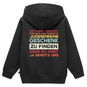 Jugendweihe Jugend Erwachsen Werden Geschenk - Kinder Premium Organic Zip Hoodie - Schwarz - Hinten - AI Model Kid Male (0cm)