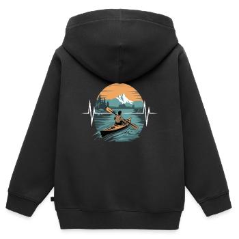 Kayaking Adventure Scenic Nature Mountain Escape - Kids Premium Organic Zip-up Hoodie - black - Back - AI Model Kid Male (0cm)