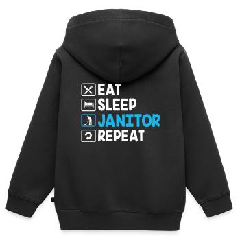 Hausmeister - Kinder Premium Organic Zip Hoodie - Schwarz - Hinten - AI Model Kid Male (0cm)