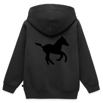 kleines süßes Fohlen - Kinder Premium Organic Zip Hoodie - Schwarz - Hinten - AI Model Kid Male (0cm)