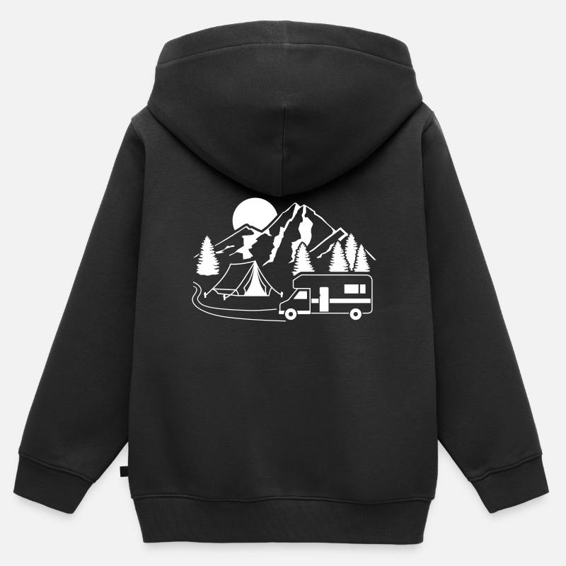 Camping-car - Sweat Premium à capuche zippé enfant bio - noir