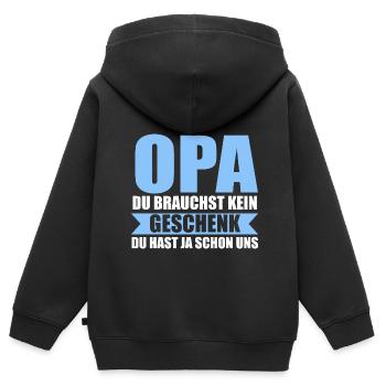 Opa Großvater Großväter Geschenk - Kinder Premium Organic Zip Hoodie - Schwarz - Hinten - AI Model Kid Male (0cm)