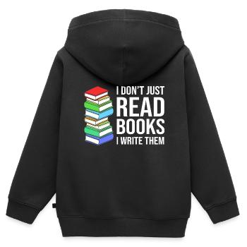Poesie Gedicht Autor - Kinder Premium Organic Zip Hoodie - Schwarz - Hinten - AI Model Kid Male (0cm)