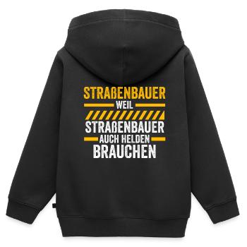 Straßenbauer Job Straßenbau Geschenk - Kinder Premium Organic Zip Hoodie - Schwarz - Hinten - AI Model Kid Male (0cm)