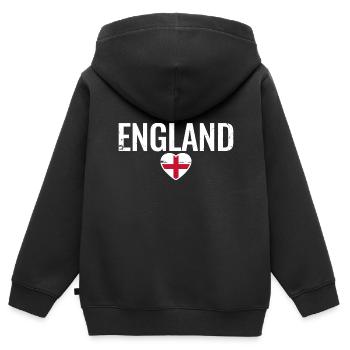 Angleterre Drapeau anglais Anglais - Sweat Premium à capuche zippé enfant bio - noir - Dos - AI Model Kid Male (0cm)