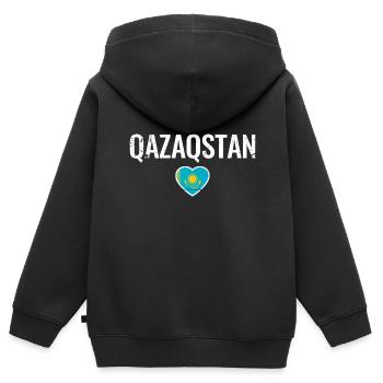 Kazakhstan Kazakh flag Kazakhstan - Kids Premium Organic Zip-up Hoodie - black - Back - AI Model Kid Male (0cm)