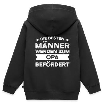Opa Großvater Großväter Geschenk - Kinder Premium Organic Zip Hoodie - Schwarz - Hinten - AI Model Kid Male (0cm)