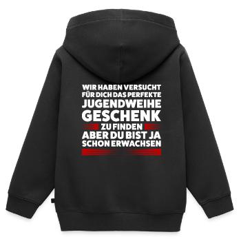 Jugendweihe Jugend Konfirmation Geschenk - Kinder Premium Organic Zip Hoodie - Schwarz - Hinten - AI Model Kid Male (0cm)