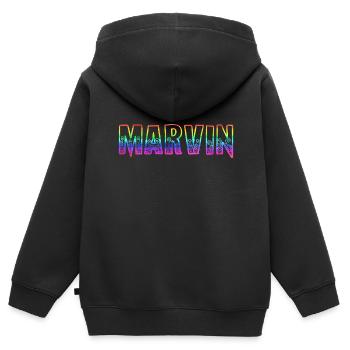 marvin rs rainbow - Kids Premium Organic Zip-up Hoodie - black - Back - AI Model Kid Male (0cm)