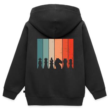 Jeu d’échecs jeu d’échecs cadeau - Sweat Premium à capuche zippé enfant bio - noir - Dos - AI Model Kid Male (0cm)