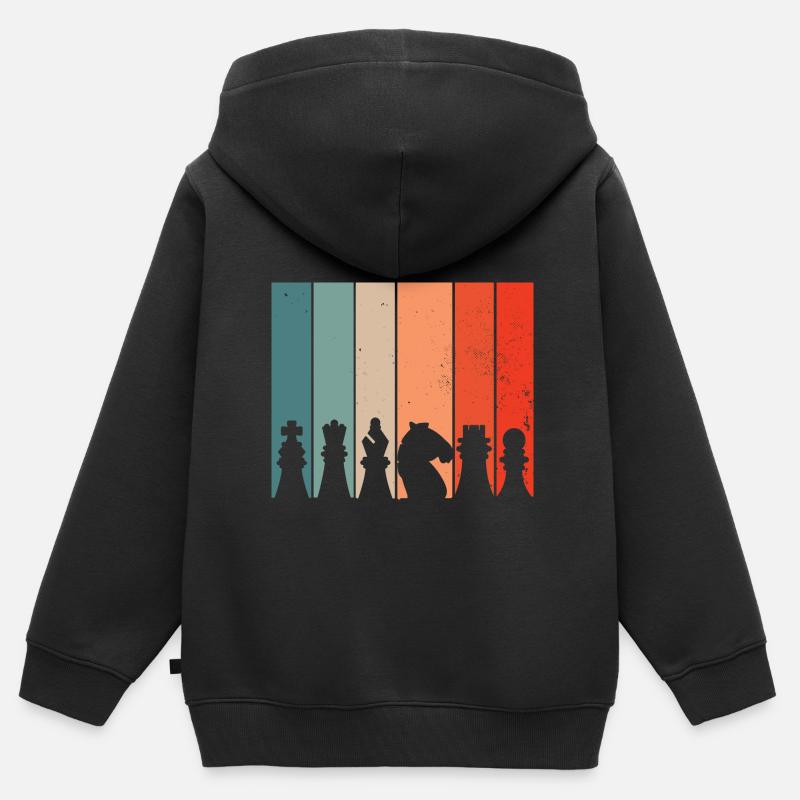 Jeu d’échecs jeu d’échecs cadeau - Sweat Premium à capuche zippé enfant bio - noir