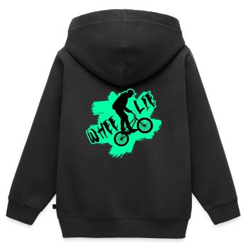 Fahrrad BMX MTB WHEELIE - Kinder Premium Organic Zip Hoodie - Schwarz - Hinten - AI Model Kid Male (0cm)
