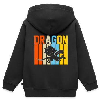 Drache Retro-Design Drache Geschenk - Kinder Premium Organic Zip Hoodie - Schwarz - Hinten - AI Model Kid Male (0cm)