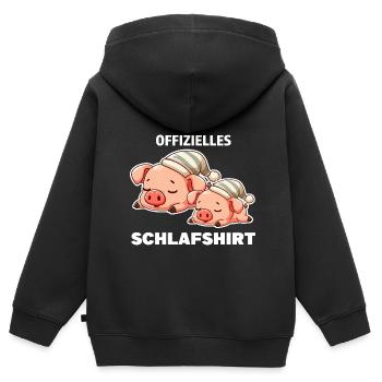 Schlafshirt Schwein Schlafanzug Geschenk - Kinder Premium Organic Zip Hoodie - Schwarz - Hinten - AI Model Kid Male (0cm)