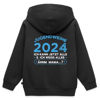 Jugendweihe 2024 Jugend Erwachsen Werden Geschenk - Kinder Premium Organic Zip Hoodie - Schwarz - Hinten - AI Model Kid Male (0cm)