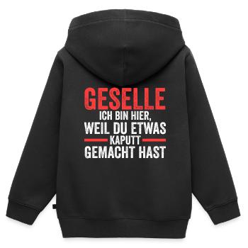 Geselle Handwerk Gesellen Geschenk - Kinder Premium Organic Zip Hoodie - Schwarz - Hinten - AI Model Kid Male (0cm)