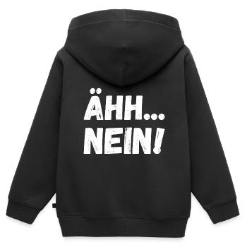 Nein - Kinder Premium Organic Zip Hoodie - Schwarz - Hinten - AI Model Kid Male (0cm)